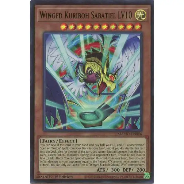 YuGiOh Trading Card Game Magnificent Monsters Ultra Rare Winged Kuriboh Sabatiel LV10 MAMO-EN006