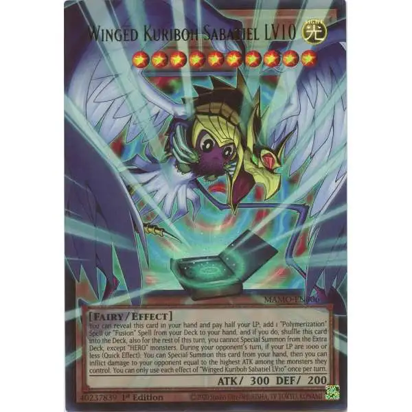 YuGiOh Trading Card Game Magnificent Monsters Ultra Rare Winged Kuriboh Sabatiel LV10 MAMO-EN006 [Extended Art]