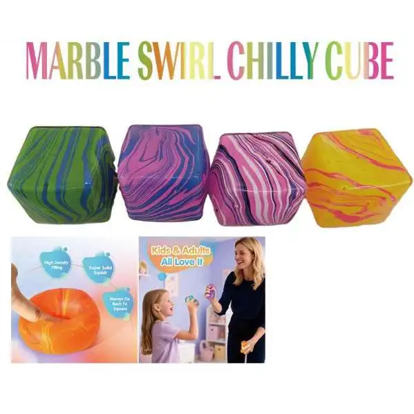 Marble Swirl Chilly Cube 2.5-Inch Stress Squishy Fidget Toy [1 RANDOM Squishy Toy]