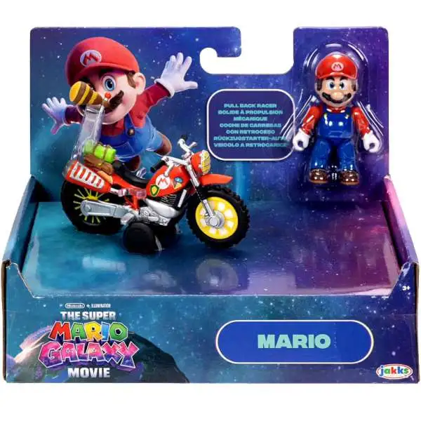 Super Mario Galaxy Movie Mario Exclusive 2.5-Inch Mini Figure & Pull Back Motorcycle