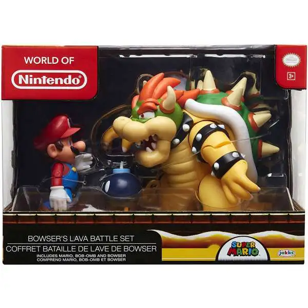 World of Nintendo Super Mario Bowser's Lava Battle Diorama Set 3-Pack [Mario Vs. Bowser]