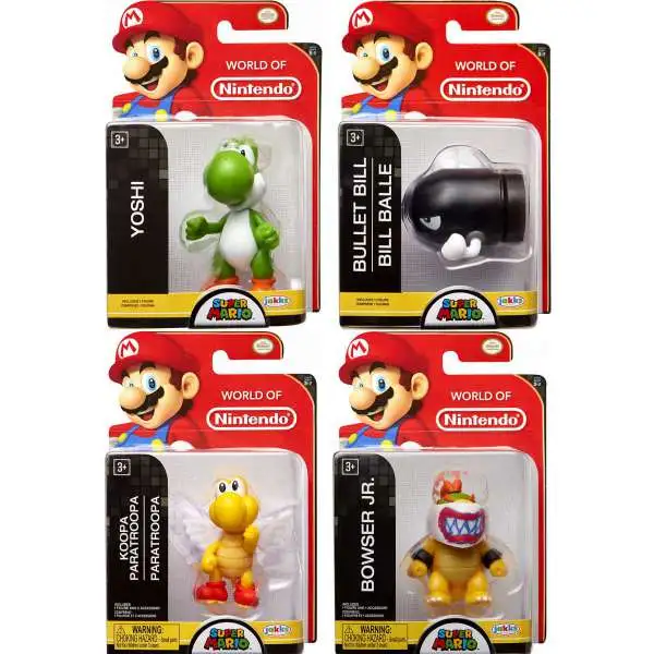 World of Nintendo Super Mario Yoshi, Koopa, Bowser Jr. & Bullet Bill 2.5-Inch Set of 4 Mini Figures