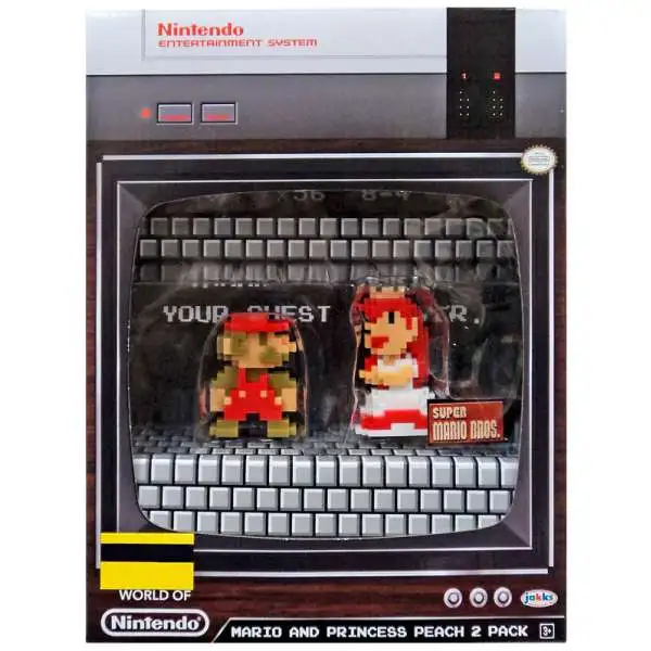 World of Nintendo 8-Bit Mario & Princess Peach Exclusive 2.5-Inch Mini Figure 2-Pack