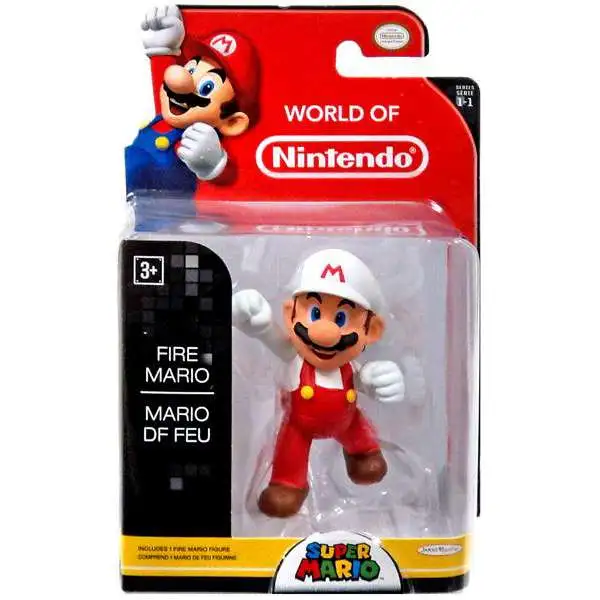 World of Nintendo Super Mario Fire Mario 2.5-Inch Mini Figure [Arm Extended in Air, Red Overalls]