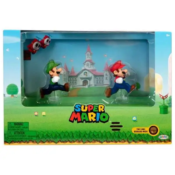 World of Nintendo Super Mario Mario & Luigi with Interactive Background Exclusive 2.5-Inch