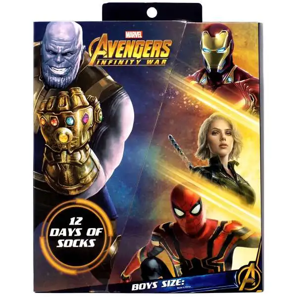 Marvel Avengers Infinity War 12 Days of Socks 12-Pack [Boys Large]