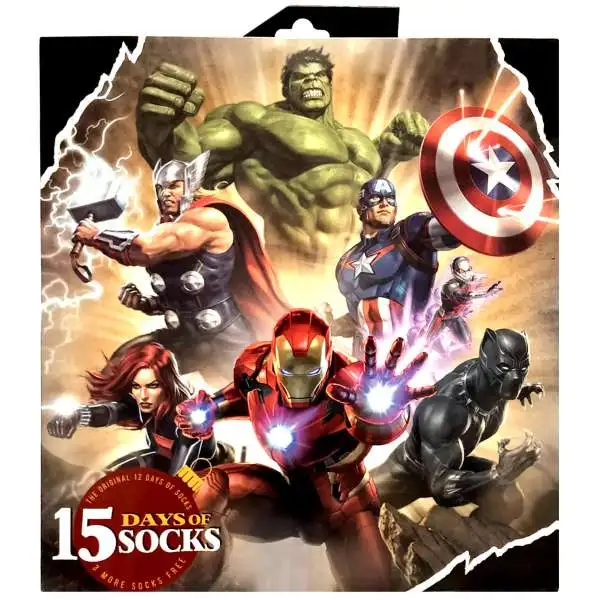 Marvel 15 Days of Socks Mens The Avengers 12-Pack [Mens Shoe Size: 6 - 12]