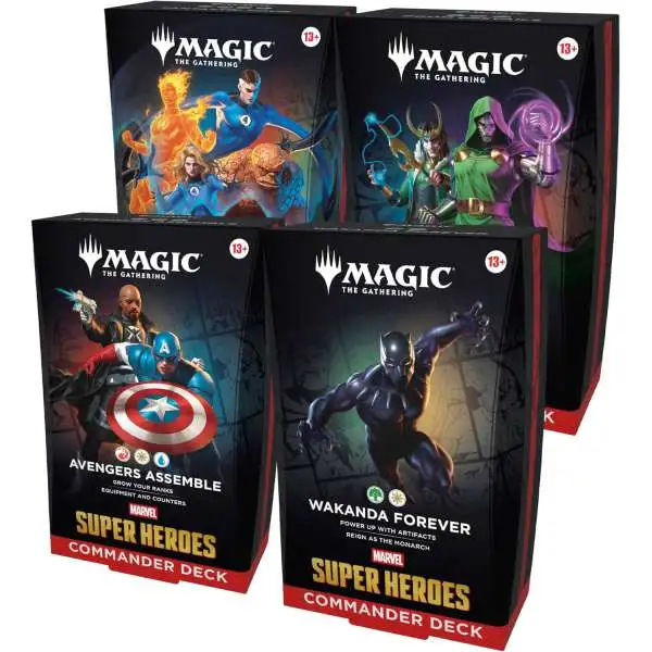 MtG Marvel Super Heroes Commander Deck Bundle [Avengers Assemble, Wakanda Forever, The Fantastic Four, Doom Prevails] (Pre-Order ships June)