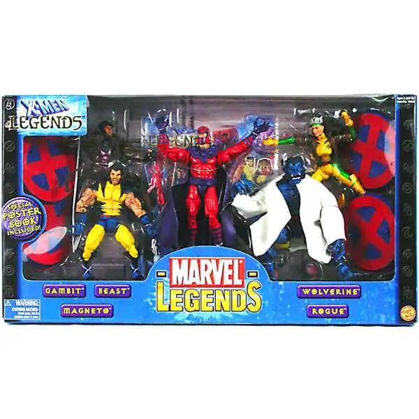 X-Men Marvel Legends Gambit, Beast, Magneto, Wolverine & Rogue Action Figure 5-Pack