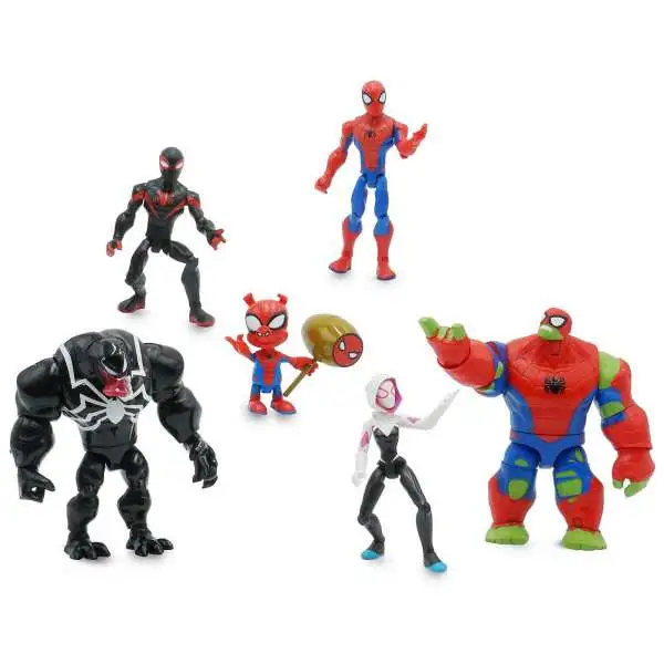 Disney Marvel Toybox Spider-Man, Spider-Ham, Ghost-Spider, Venom, Miles Morales & Spider Hulk Exclusive Action Figure 6-Pack [with Bike]