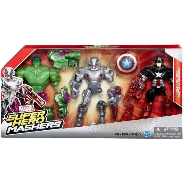 Marvel Super Hero Mashers Battle Mash Pack Hulk, Ultron & Captain America Exclusive Action Figure 3-Pack
