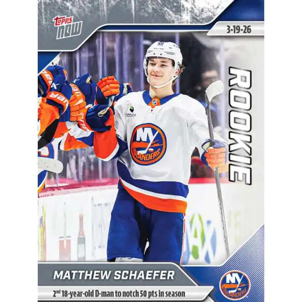 NHL 2025-26 NOW Hockey Matthew Schaefer Single Sticker Card #126 [Rookie, 50 Points in Season]