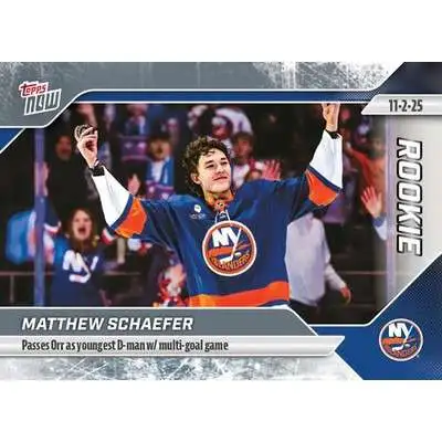 NHL Topps 2025-26 NOW Hockey Matthew Schaefer Single Sticker Card #25 [Rookie, Passes Orr as Youngest D-Man with Multi Goal Game]
