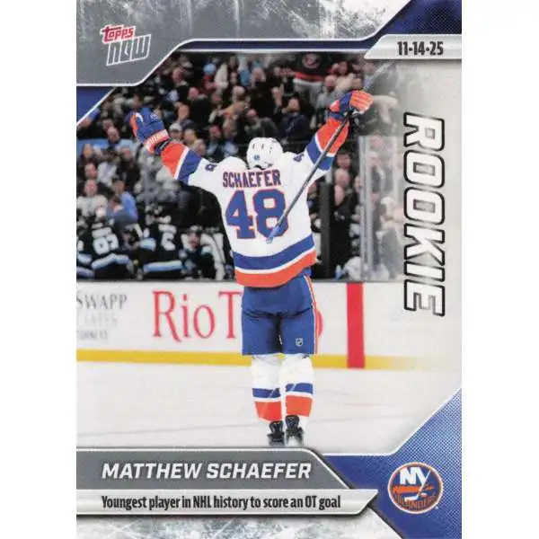 NHL Topps 2025-26 NOW Hockey Matthew Schaefer Single Sticker Card #37 [Rookie, Youngest Player in History to Score an OT Goal]
