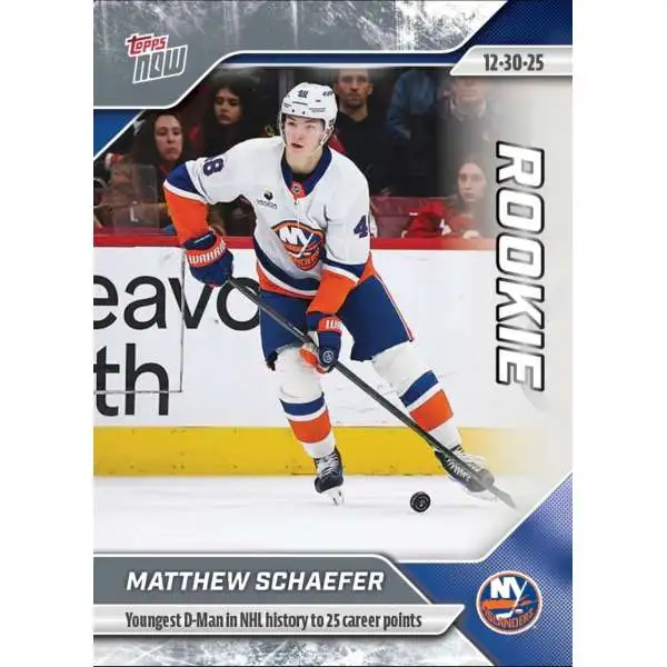 NHL Topps 2025-26 NOW Hockey Matthew Schaefer Single Sticker Card #77 [Rookie, Youngest D-Manin NHL History to 25 Career Points]