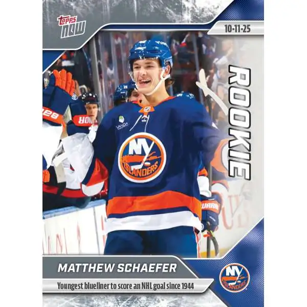 NHL Topps 2025-26 NOW Hockey Matthew Schaefer Single Sticker Card #8 [Rookie, Youngest Blue Liner to Score a Goal Since 1944]