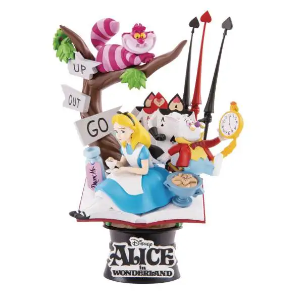 Disney Alice in Wonderland D-Select Alice, Cheshire & White Rabbit 6-Inch Diorama Statue DS-010