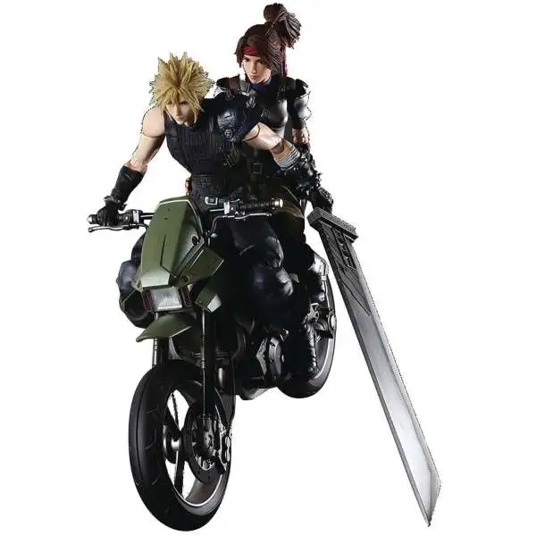 Play Arts Kai Final Fantasy VII Remake Jessie & Cloud with Motorcycle Action Figure 2-Pack