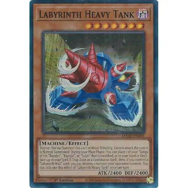 YuGiOh Trading Card Games Maze of Memories Super Rare Labyrinth Heavy Tank MAZE-EN001
