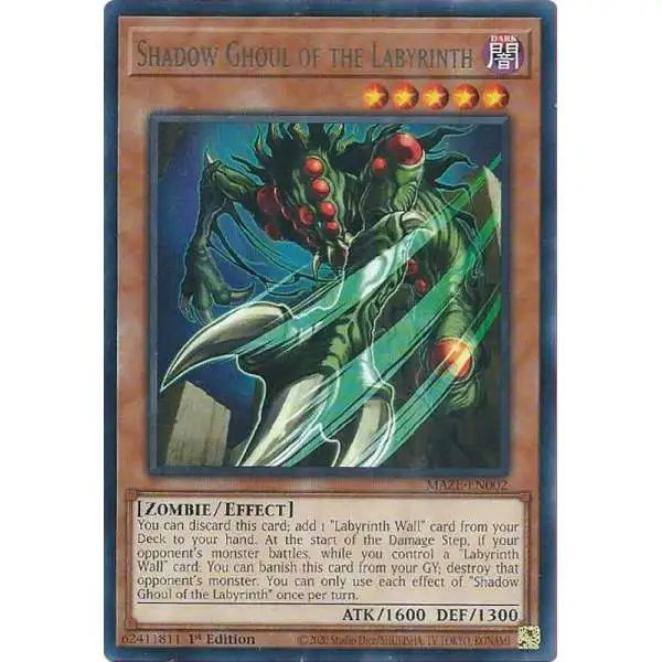 YuGiOh Trading Card Games Maze of Memories Rare Shadow Ghoul of the Labyrinth MAZE-EN002