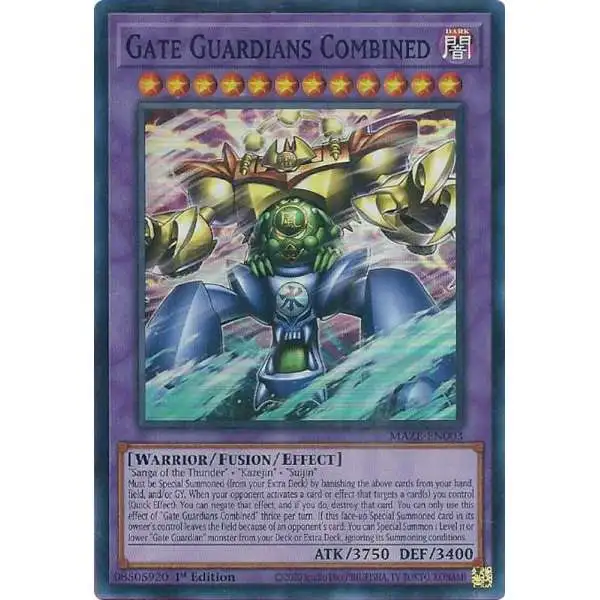 YuGiOh Trading Card Game Maze of Memories Super Rare Gate Guardians Combined MAZE-EN003