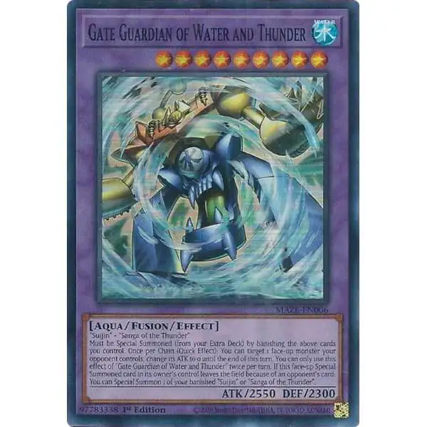 YuGiOh Trading Card Games Maze of Memories Super Rare Gate Guardian of Water and Thunder MAZE-EN006