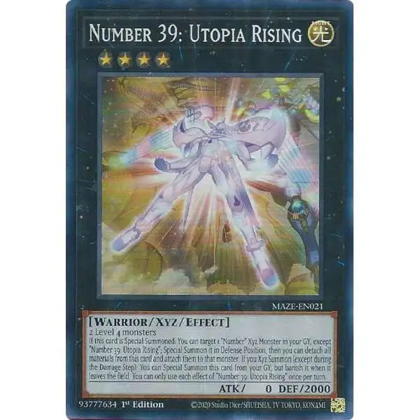YuGiOh Trading Card Games Maze of Memories Super Rare Number 39: Utopia Rising MAZE-EN021
