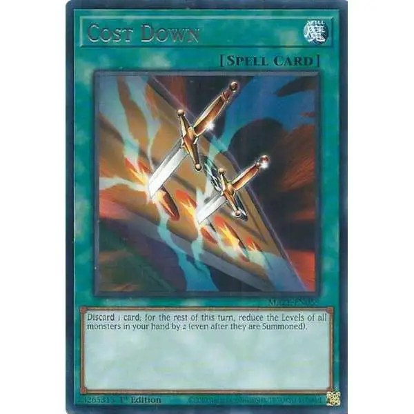 YuGiOh Trading Card Games Maze of Memories Rare Cost Down MAZE-EN055