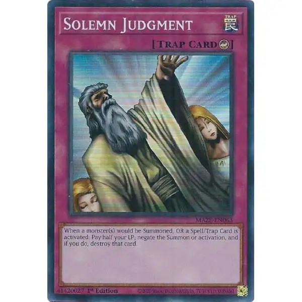 YuGiOh Trading Card Games Maze of Memories Super Rare Solemn Judgment MAZE-EN063