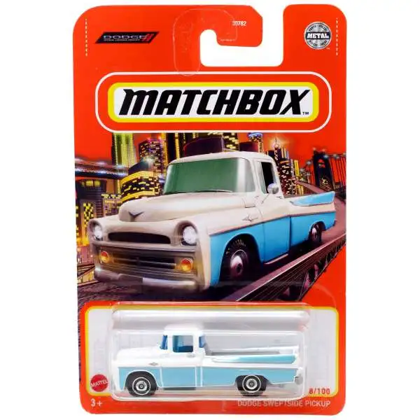 Matchbox Dodge Sweptside Pickup Diecast Car #68/100 [White & Blue]