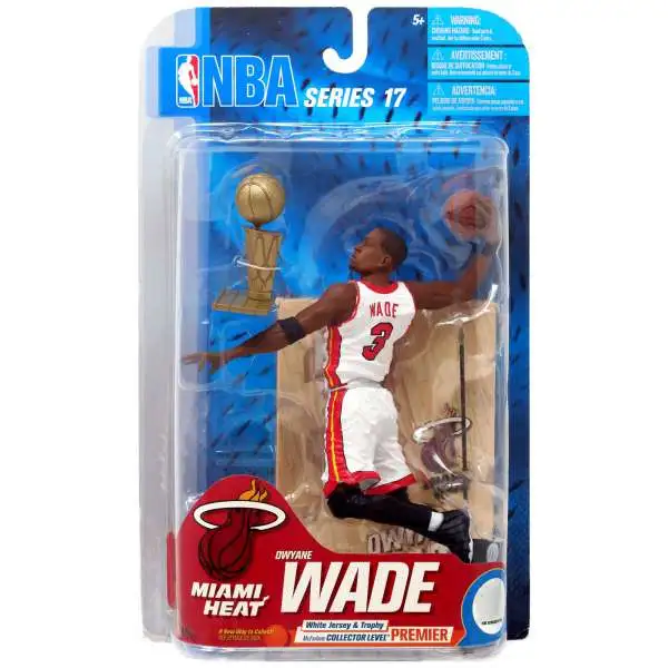 McFarlane Toys NBA Miami Heat Sports Basketball Series 17 Dwyane Wade Action Figure [White Jersey & Trophy, Damaged Package]