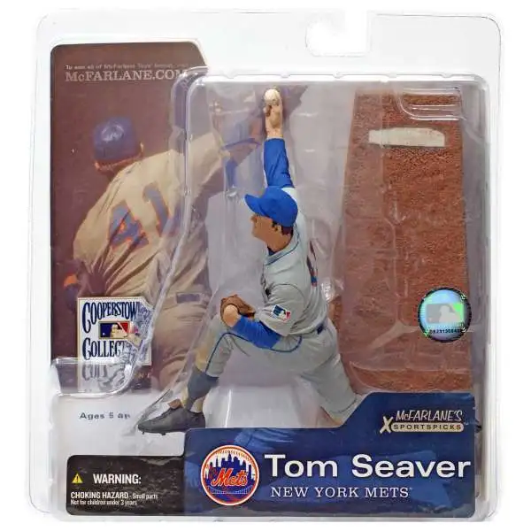 McFarlane Toys MLB Sports Picks Baseball Cooperstown Collection Series 1 Tom Seaver (New York Mets) Action Figure [Gray Jersey, Damaged Package]