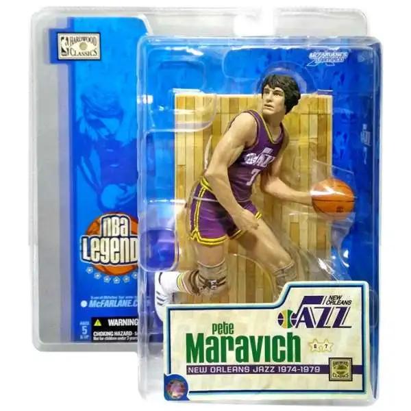 McFarlane Toys NBA New Orleans Jazz Sports Picks Basketball Legends Series 1 Pete Maravich Action Figure [Purple Jersey]