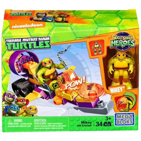 Mega Bloks Teenage Mutant Ninja Turtles Half Shell Heroes Mikey Jet Cruiser Set #28930