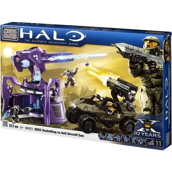 Mega Bloks Halo The Authentic Collector's Series UNSC Rockethog vs. Anti Aircraft Gun Set #96923 [Damaged Package]
