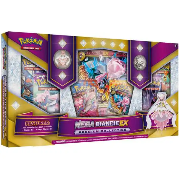 Pokemon XY Mega Diancie EX Premium Collection Box [6 Booster Packs, 2 Promo Cards, Oversize Card, Pin & Coin]