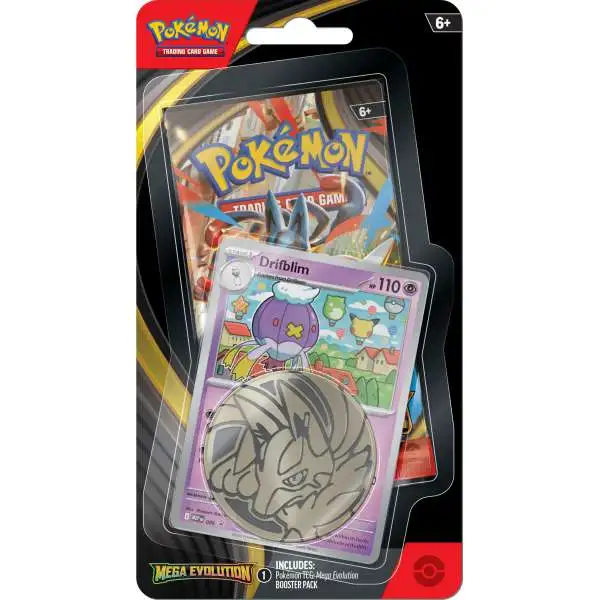 Pokemon Mega Evolution Drifblim Checklane BLISTER Pack [Booster Pack, Promo Card & Large Coin]
