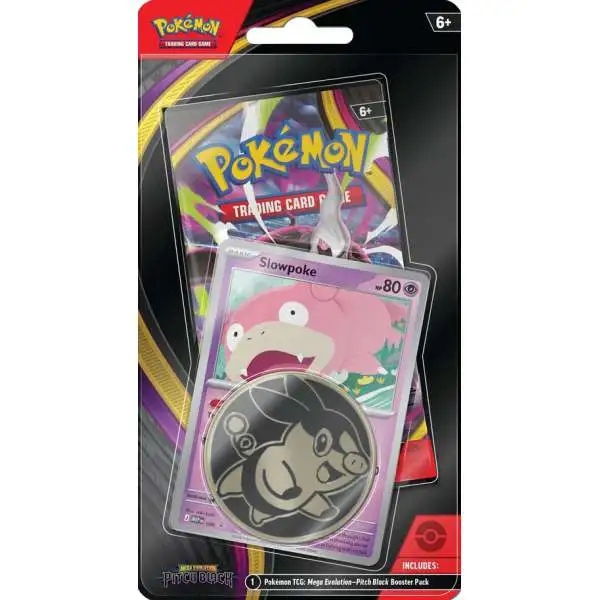 black foil pokemon cards Mega Evolution Pitch Slowpoke Checklane BLISTER Pack 1 Booster Pack, 1 Promo Card Coin Pokemon USA Prepare for nightfall and discover a malevolent presence as Pecharunt ex commands the Loyal Three—Okidogi ex These are bullcrap? Black foil