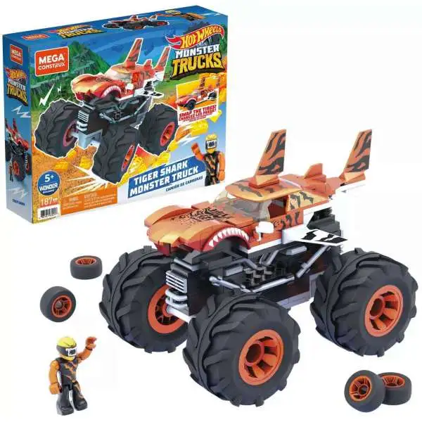 Hot Wheels Mega Construx Monster Trucks Tiger Shark Set