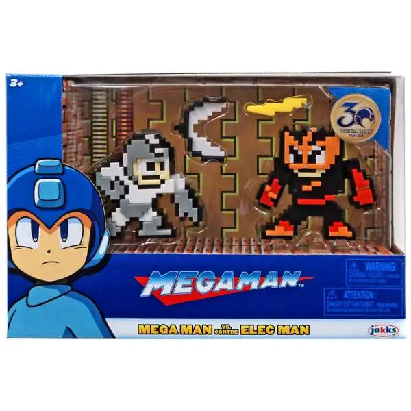 Classic 8-Bit Gray / White Mega Man vs. Elec Man Mini Figure 2-Pack