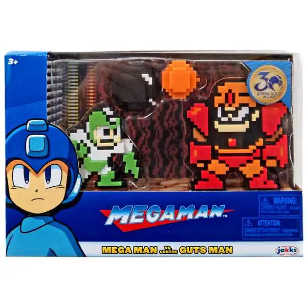 Classic 8-Bit Green / White Mega Man vs. Guts Man Mini Figure 2-Pack