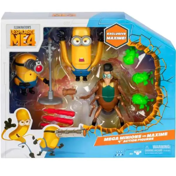 Despicable Me 4 Mega Minions Vs. Maxime 4-Inch Playset [Exclusive Maxime Action Figure!, Damaged Package]