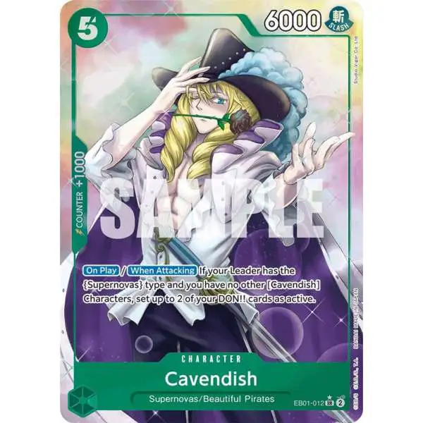 One Piece Trading Card Game Memorial Collection Super Rare Cavendish EB01-012 [Alternate Art]