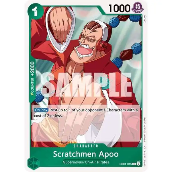 One Piece Trading Card Game Memorial Collection Rare Scratchmen Apoo EB01-015