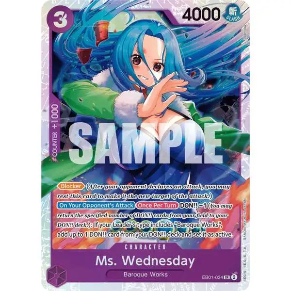 One Piece Trading Card Game Memorial Collection Super Rare Ms. Wednesday EB01-034