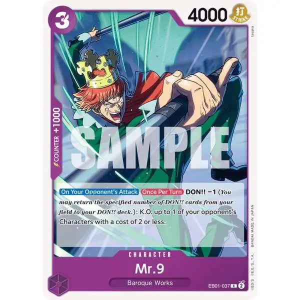 One Piece Trading Card Game Memorial Collection Common Mr. 9 EB01-037