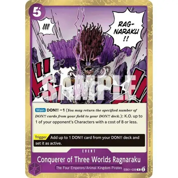 One Piece Trading Card Game Memorial Collection Rare Conquerer of Three Worlds Ragnaraku EB01-039