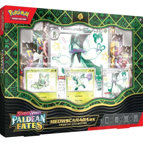 Pokemon Scarlet & Violet Paldean Fates Meowscarada ex Premium Collection [8 Booster Packs, 3 Etched Foil Promo Cards, Oversize Card & More]