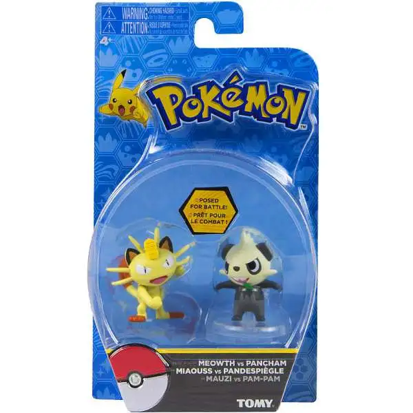 Pokemon Action Pose Meowth & Pancham 2-Inch Mini Figure 2-Pack