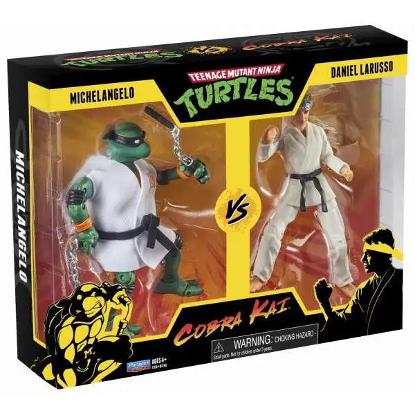 Teenage Mutant Ninja Turtles vs Cobra Kai Michelangelo vs. Danny LaRusso Action Figure 2-Pack